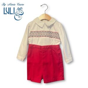 Luli & Me Smocked Classic Button On- Christmas